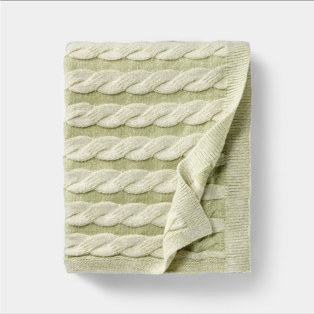 Green/cream Twisted Cable Throw from Threshold designed with Studio McGee
